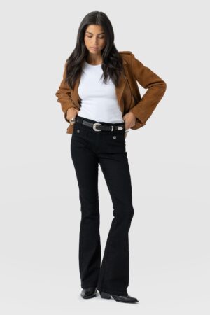 Bowie Stretch Flare Jeans - Jet Black