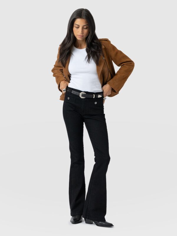 Bowie Stretch Flare Jeans - Jet Black