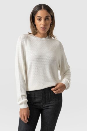 Diamond Knit Sweater - White