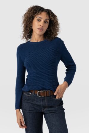 Honeycomb Rib Sweater - Navy